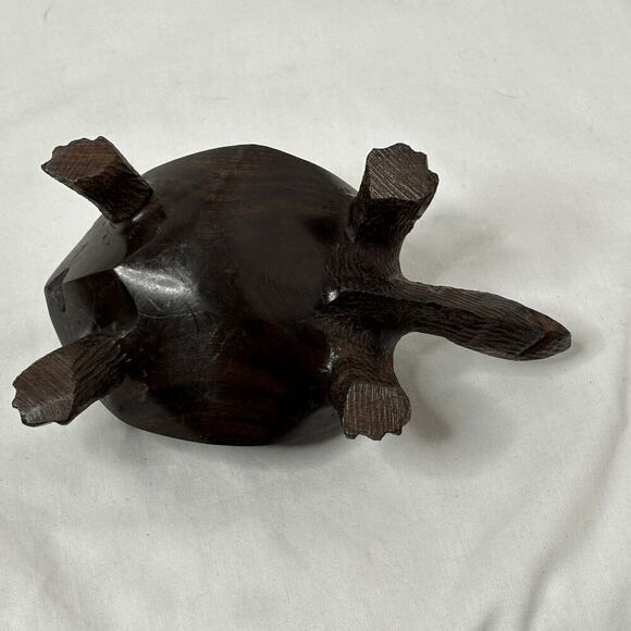 Carved Wooden Turtle Tortoise Ironwood Figurine Dark Brown 6" L 2" H - Picture 5 of 7
